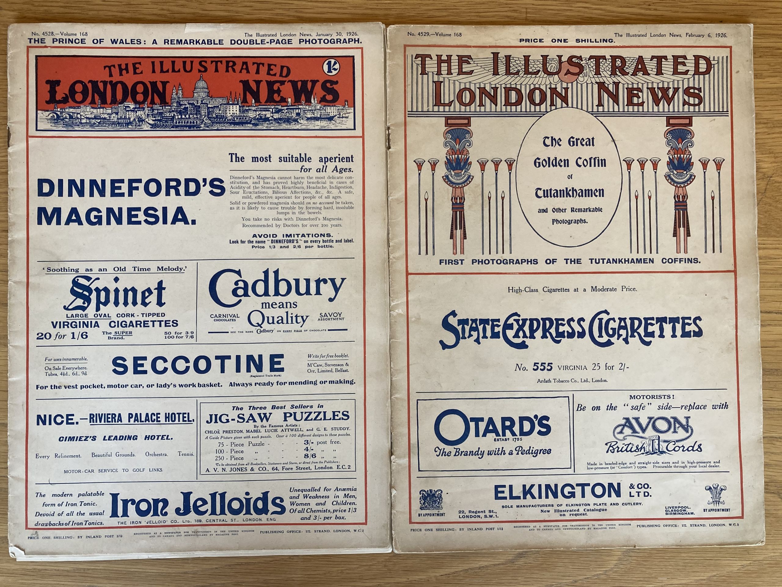 Picture of the Front Pages of the Illustrated London News 30th Jan 1926 and 6th Feb 1926