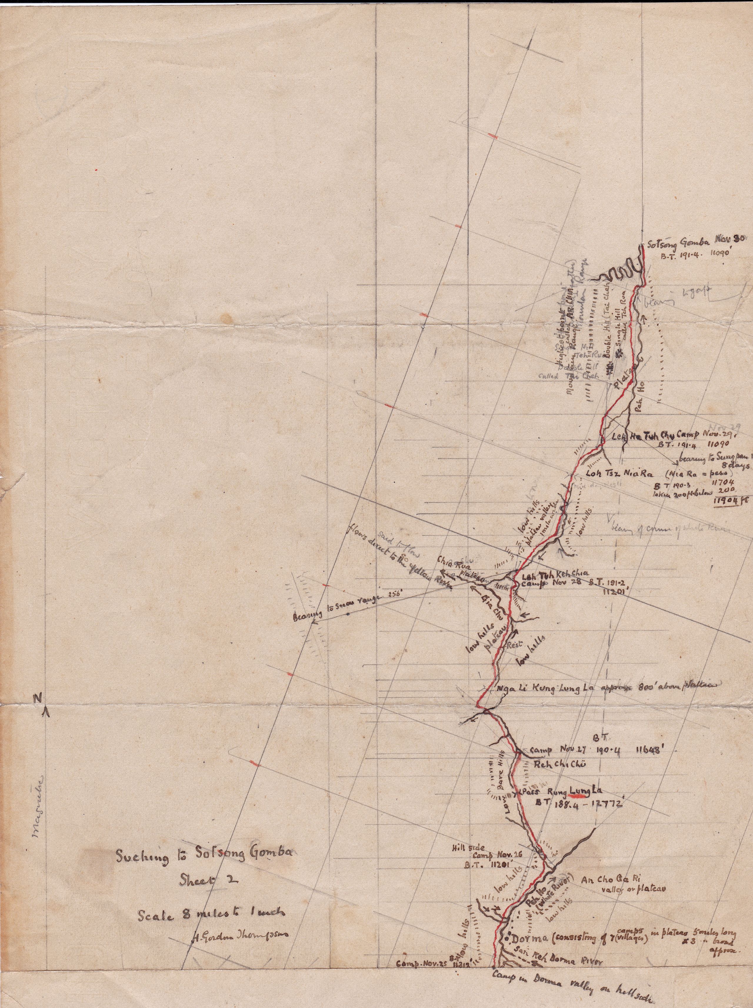 HGT’s hand-drawn map of Dorma to Sotsong Gomba