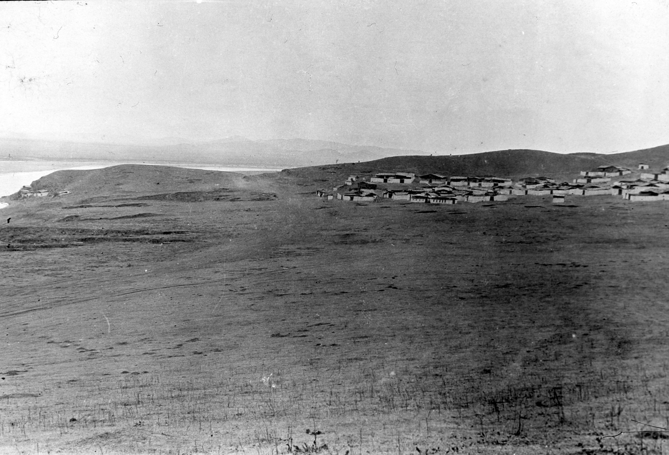 Picture of their first view of Sotsung Gomba (Lamasery) at the bend of the yellow river. Now known as Soxung Lamasery