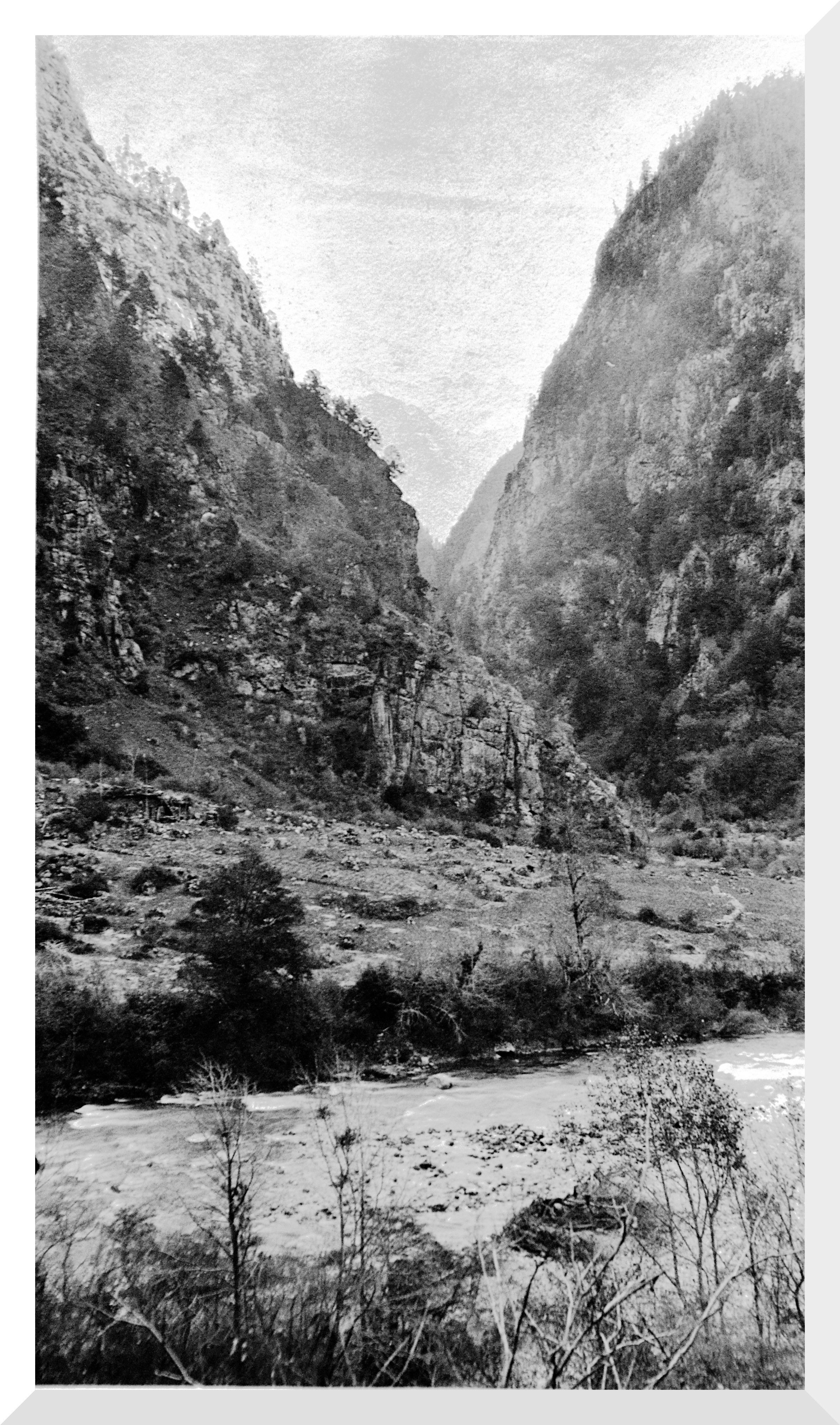 Picture of the steep sided Gorge of river just below Pi-Erh